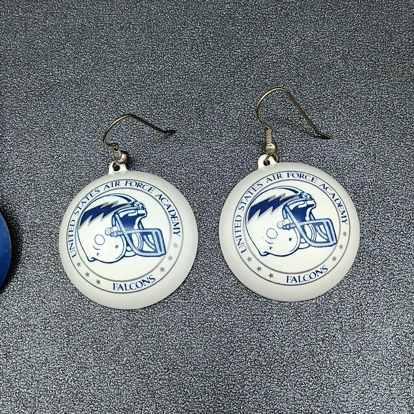 Lot of 4 Pairs Pierced Earrings Blue White US Air Force Academy Falcons Football