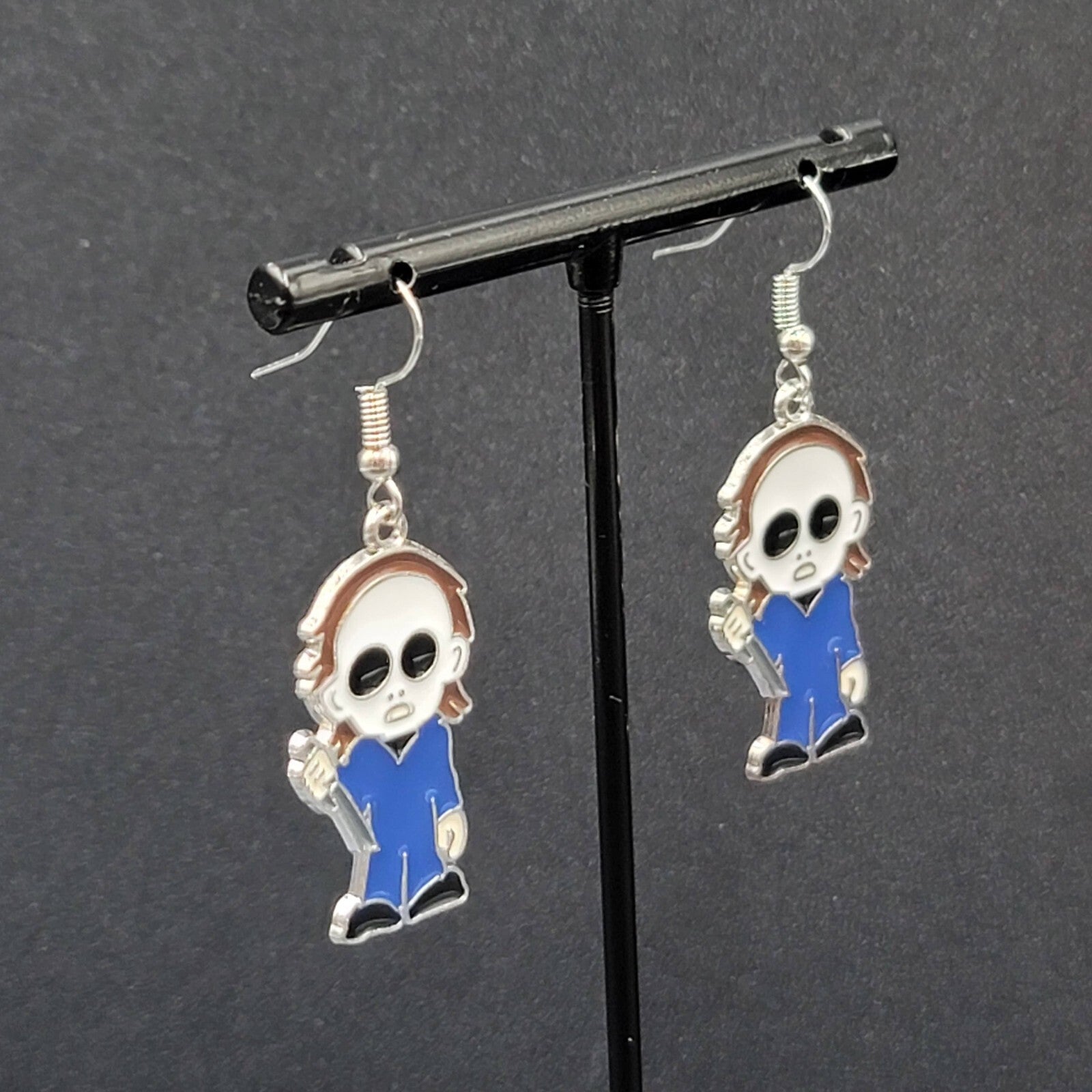 Michael Myers Pierced Earrings Enamel Halloween Horror Movie Dangle 1.25" FS