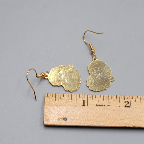 Christmas Santa Claus Pierced Earrings Gold tone Dangle  7/8"