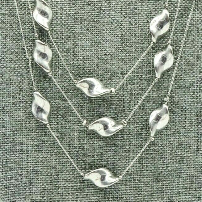 Silvertone Triple Strand Chain Necklace Statement 18"-20"