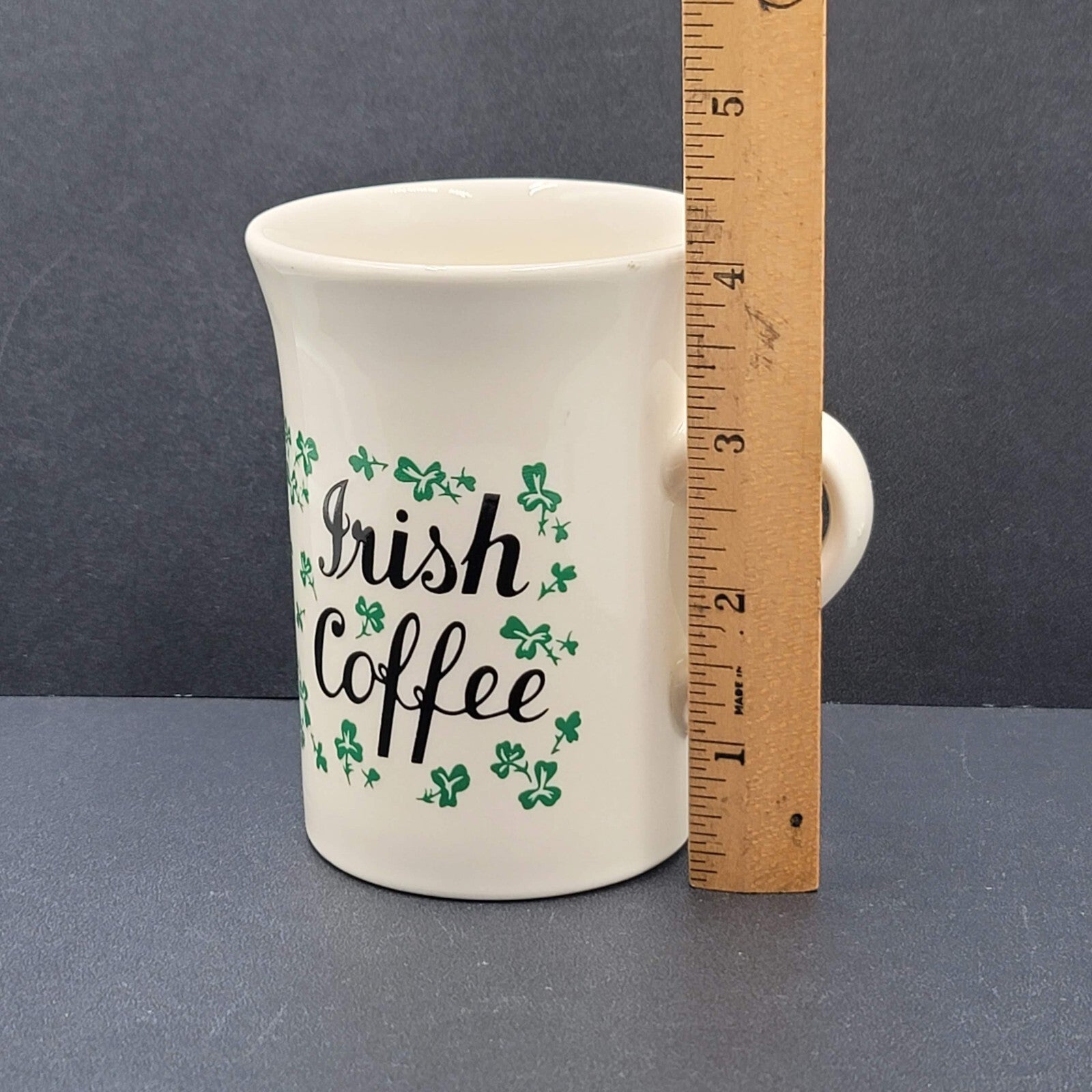 Vintage Carrigohoun Ireland Irish Coffee Mug Tea Cup White Green Shamrocks
