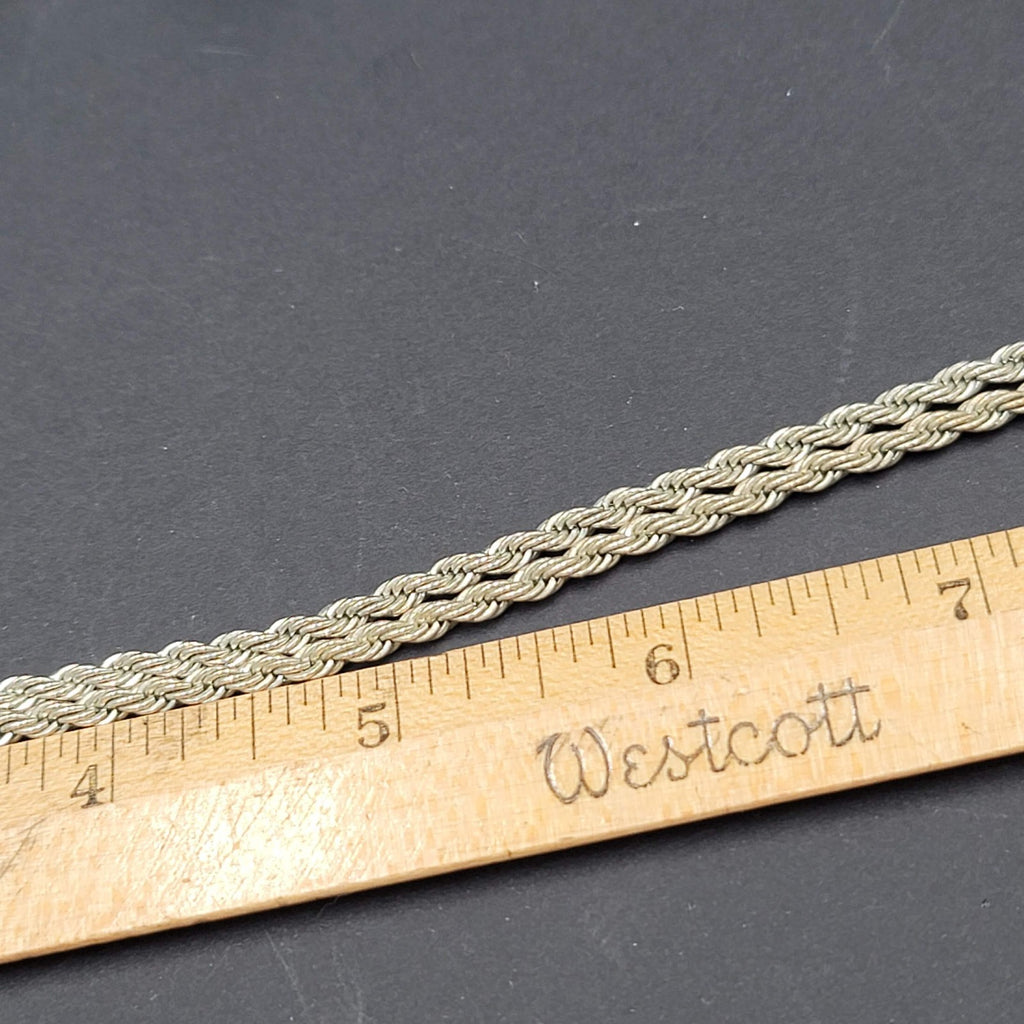 Vintage Revelon Twist Rope Necklace Silver tone Estate Costume Jewelry 24"