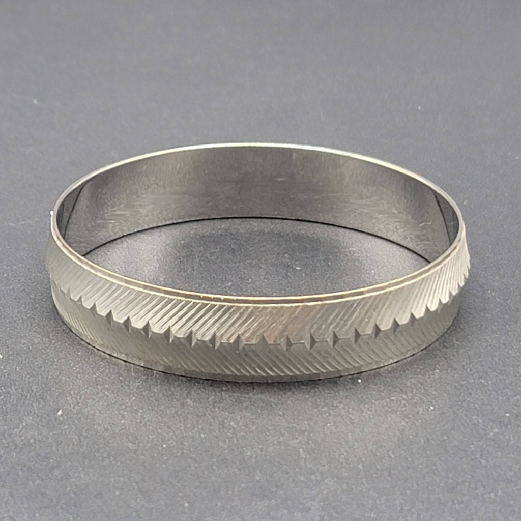 Vintage Monet Bangle Bracelet Silver tone Etched Design 7 3/4" x 1/2" Wide