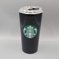 Starbucks Metal Tumbler Black Green Mermaid Logo Secure Sliding Top 18 oz