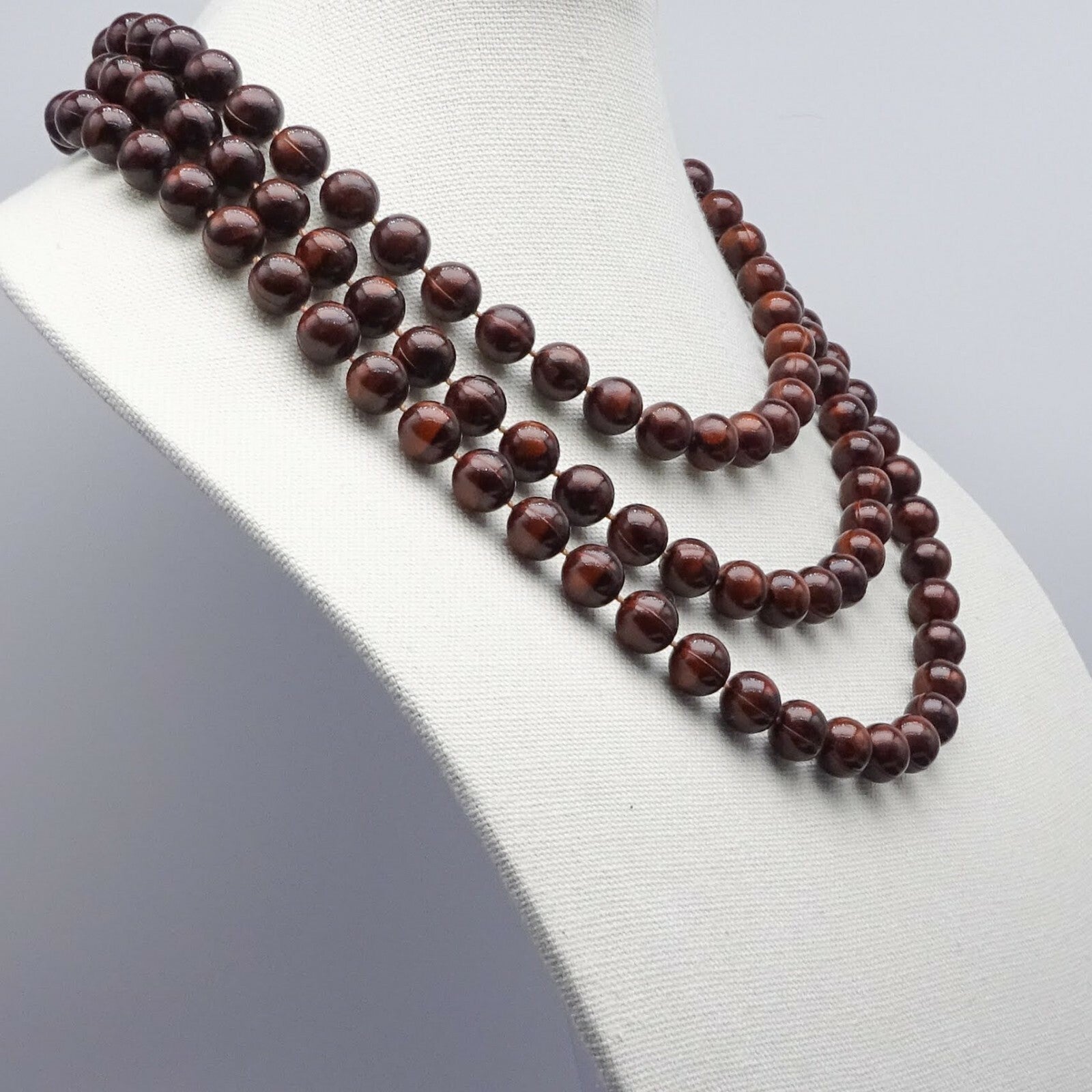 Very Long Wood Colored Plastic Bead 11mm Fashion Necklace 68"