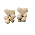 Vintage Heart Bead Pierced Earrings White Stone Dangle 1.5 in