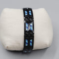 Mens Bracelet Black Metal Blue Accented Magnet on Inside 8 in