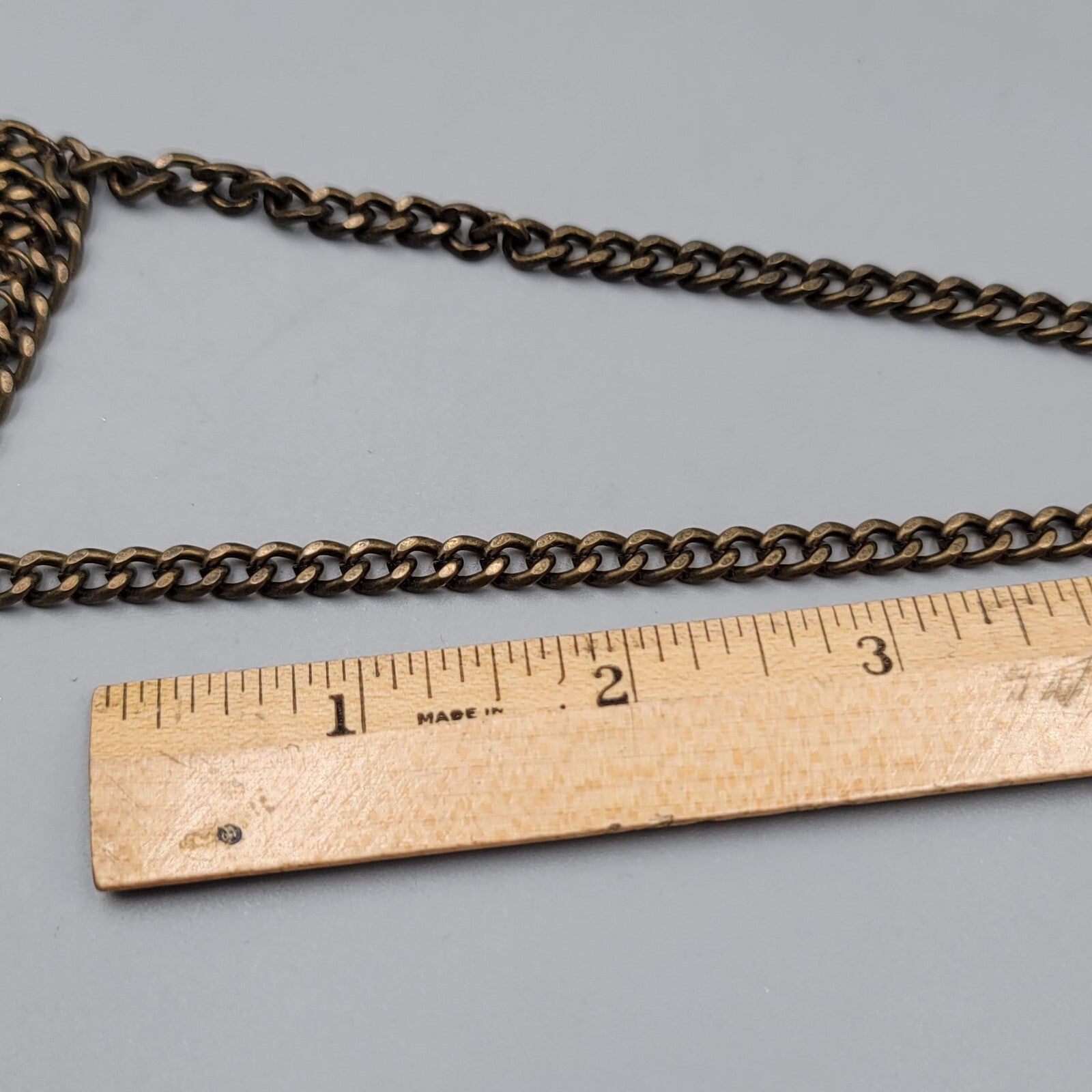 J Jill Necklace Bronze tone Chain Mail Look Tassel Statement Long 24"
