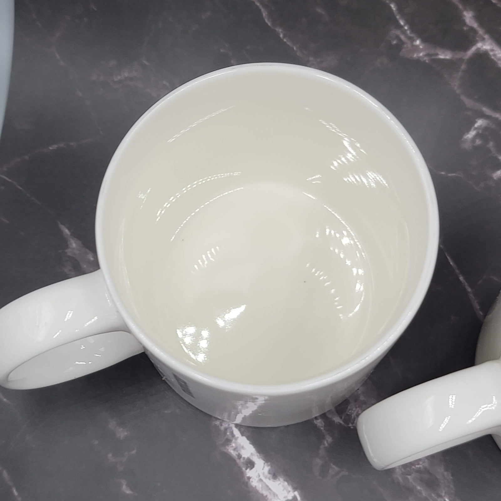 Set of 2 Starbucks Coffee Mug White Gold Lettering 2015