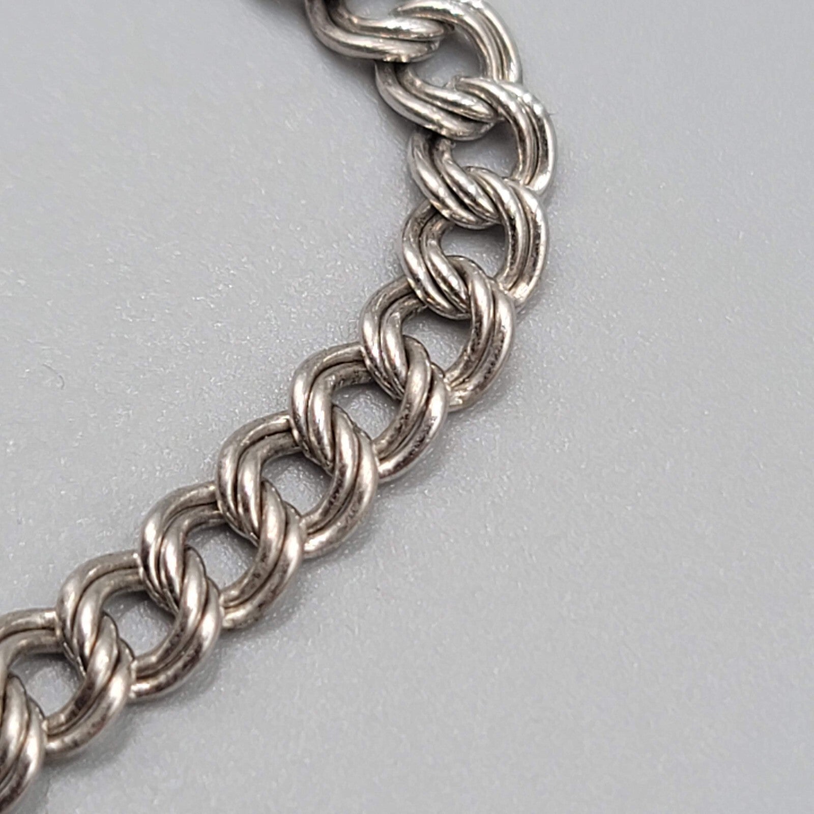 Vintage Sterling Silver Starter Charm Bracelet Double Ring 6.75"