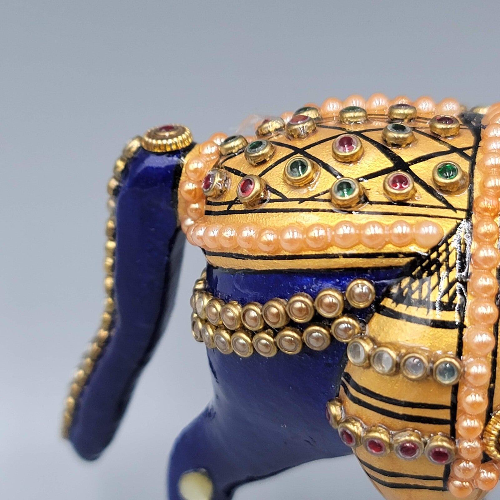 Metal Handmade Semi-Precious Stone Enamel Decorative Horse Figurine India 4.5"