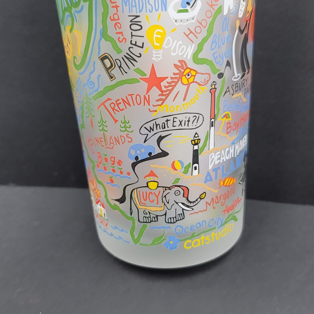 Cat Studio Geography New Jersey Frosted Drinking Glass Tumbler 6"