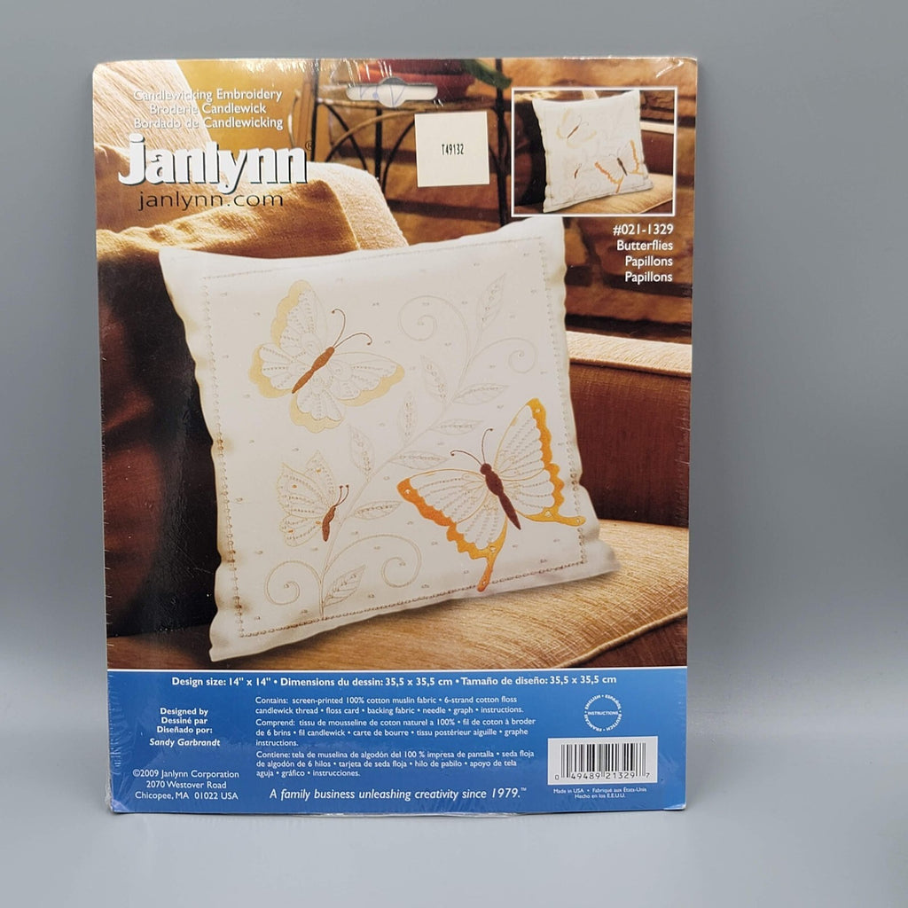 Janlynn Butterflies Pillow Candlewick Embroidery Kit 021-1329  NEW NOS