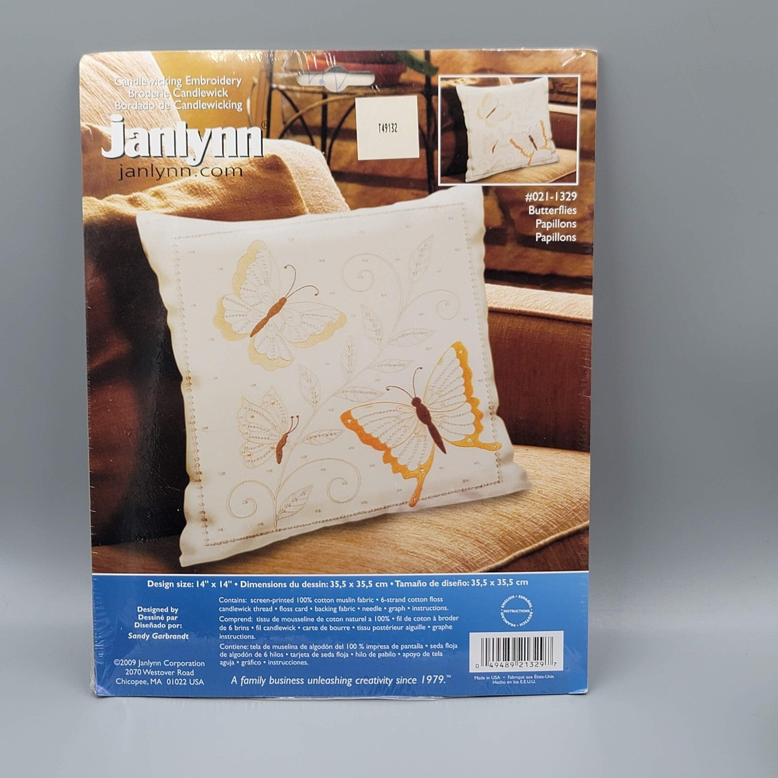 Janlynn Butterflies Pillow Candlewick Embroidery Kit 021-1329  NEW NOS