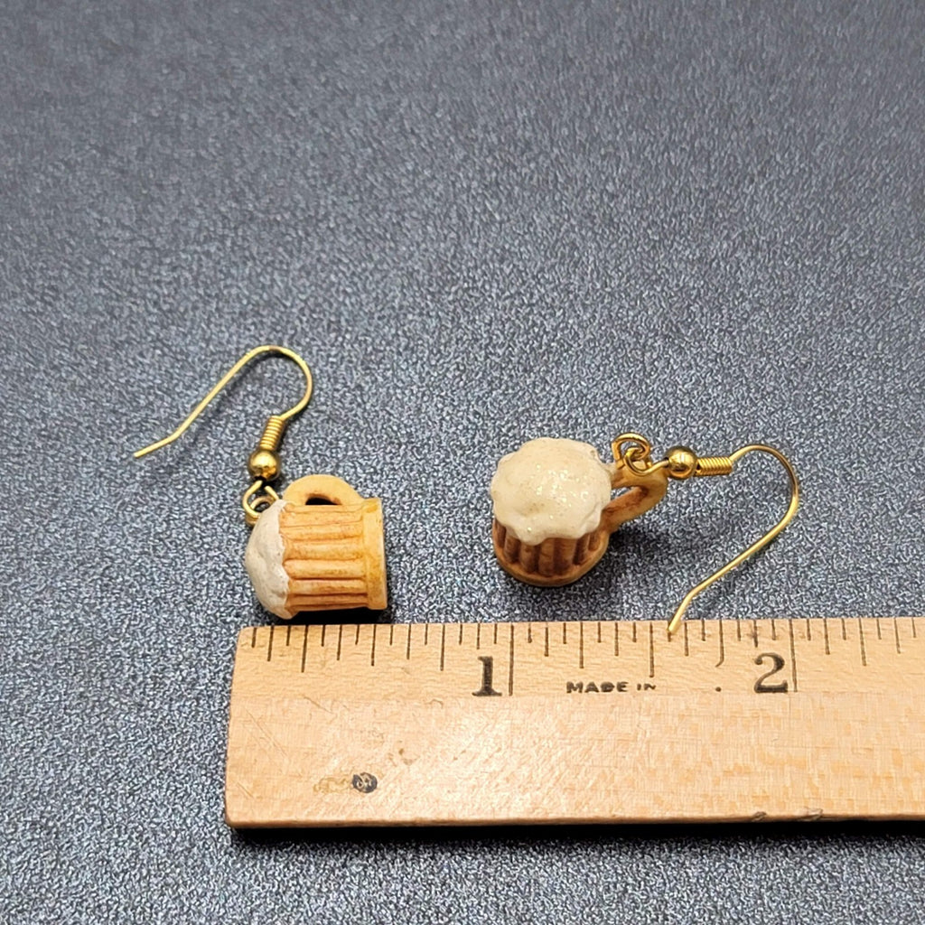Root Beer Pierced Earrings Foamy Mug Dangle 1/2"
