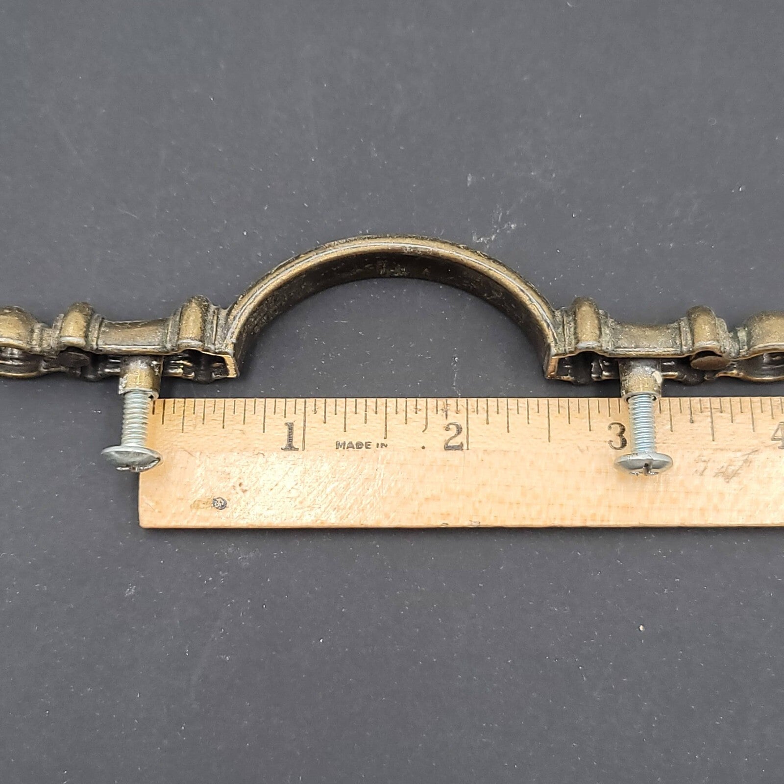 Vintage Brass Drawer Pull Salvage Hardware 3" H0172