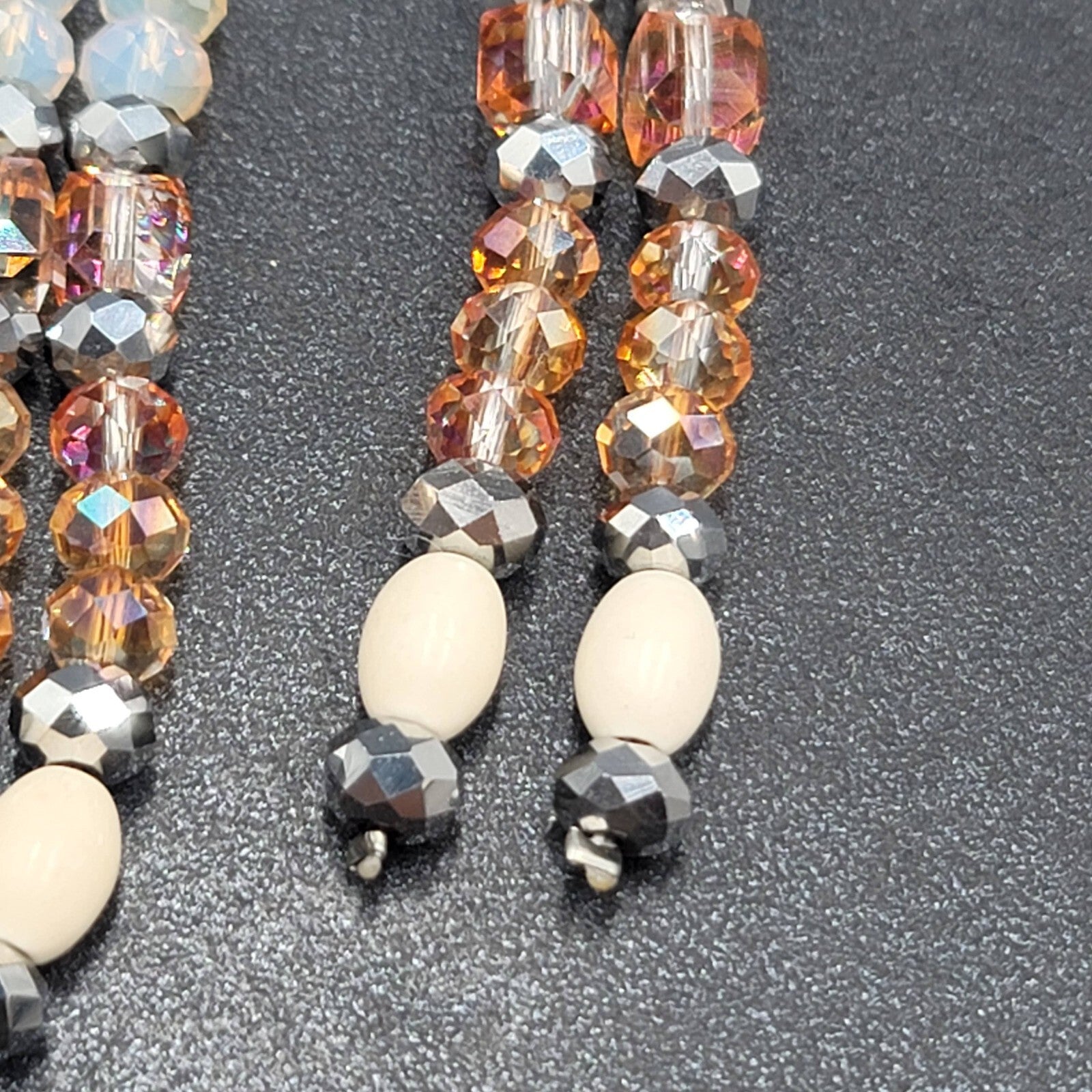 Pierced Earrings Multicolor Faceted Crystal Bead Dangle 3"