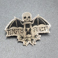 Tempus Fugit Time Flies Lapel Pin Black Silver Oddity Goth Punk Rock