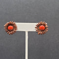 Vintage Clip on Earrings Apple Seed Flower Studs 7/8"