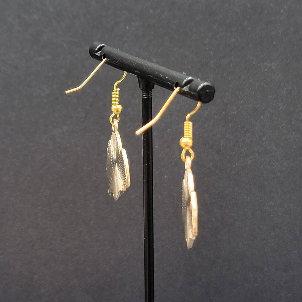 Halloween Spooky White Ghost Pierced Earrings Gold tone Enamel Dangle 1"