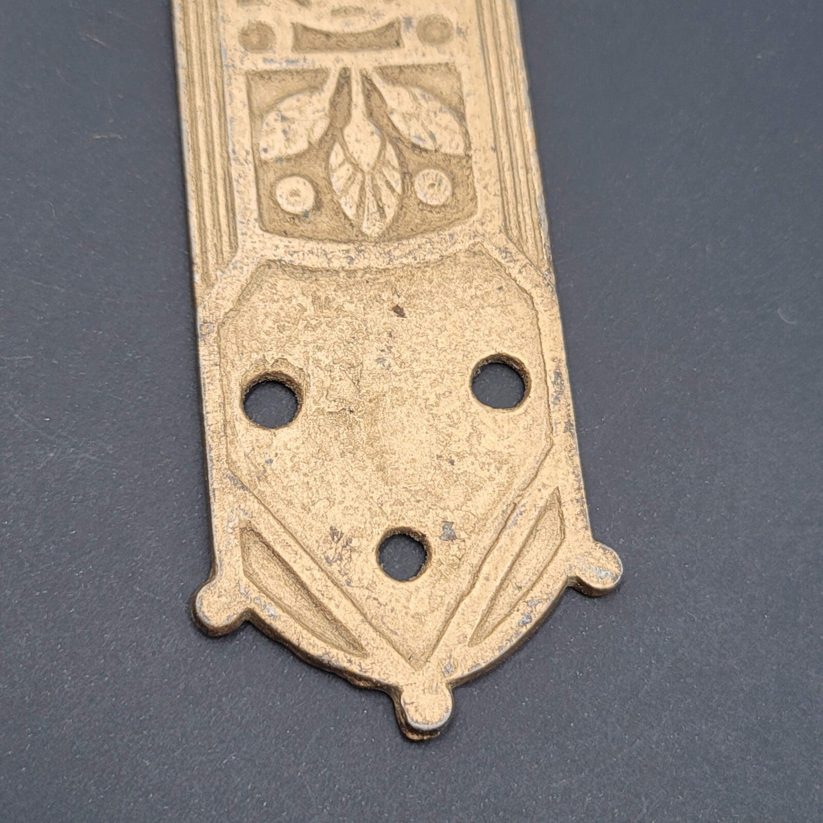 Vintage Cast Iron Painted Gold Latch Door Back Plate 9.5" x 2"