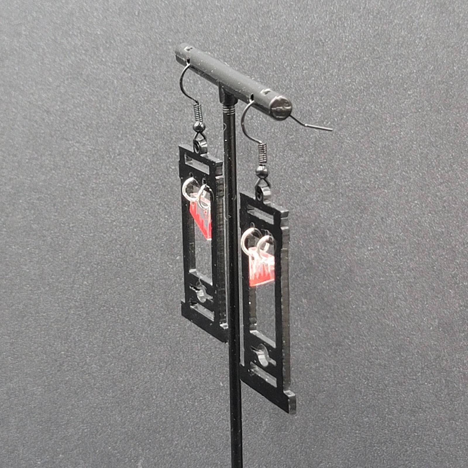 Guillotine Pierced Earrings Black Halloween Gothic Punk Rock 1.75"