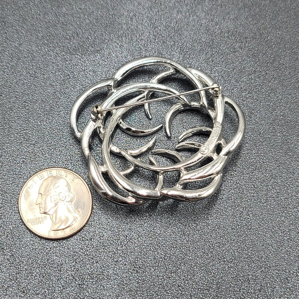 Vintage Sarah Coventry Brooch Silver Tone Circle Fashion Pin MCM 2"