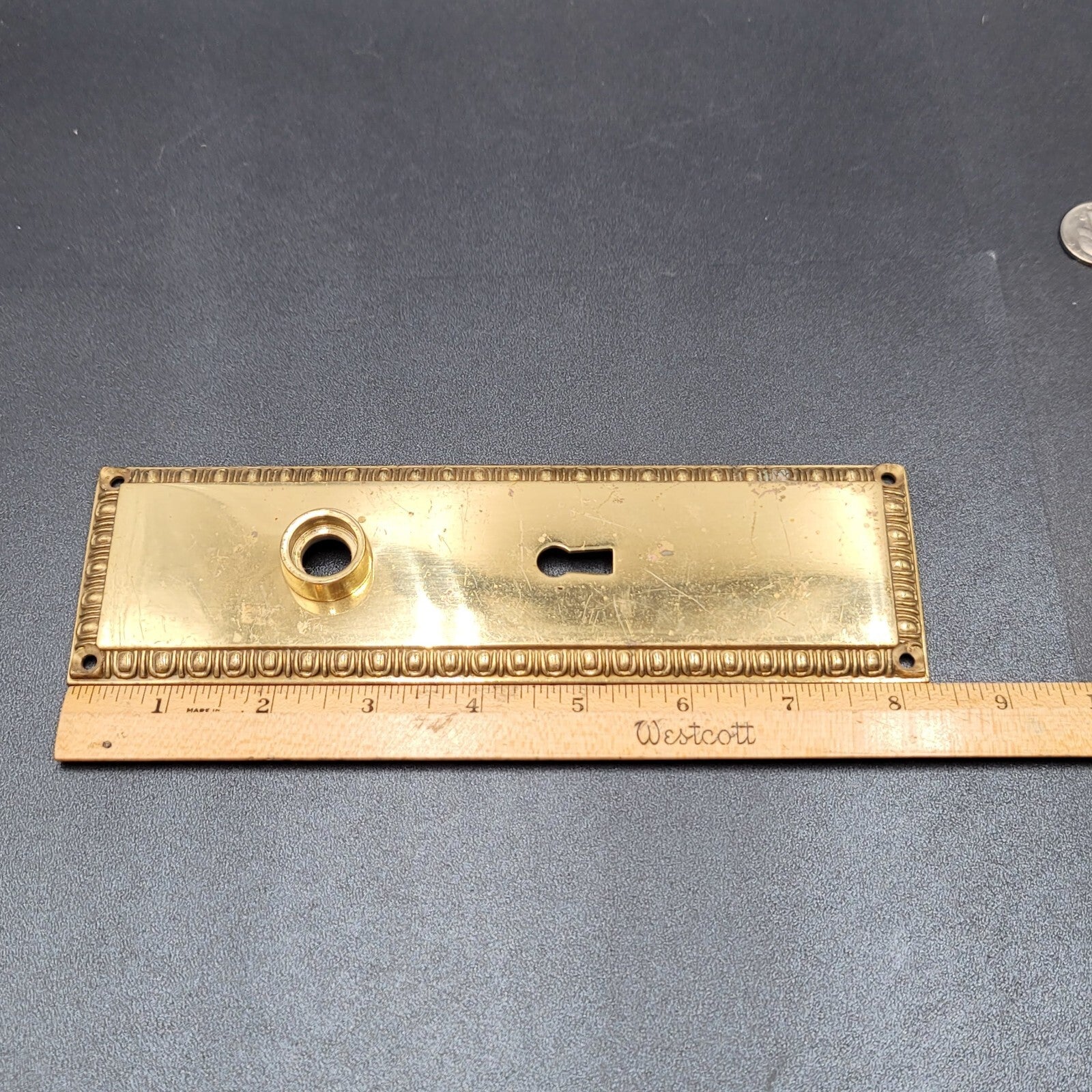 Vintage Brass Doorknob Back Plate Skeleton Keyhole Made in India
