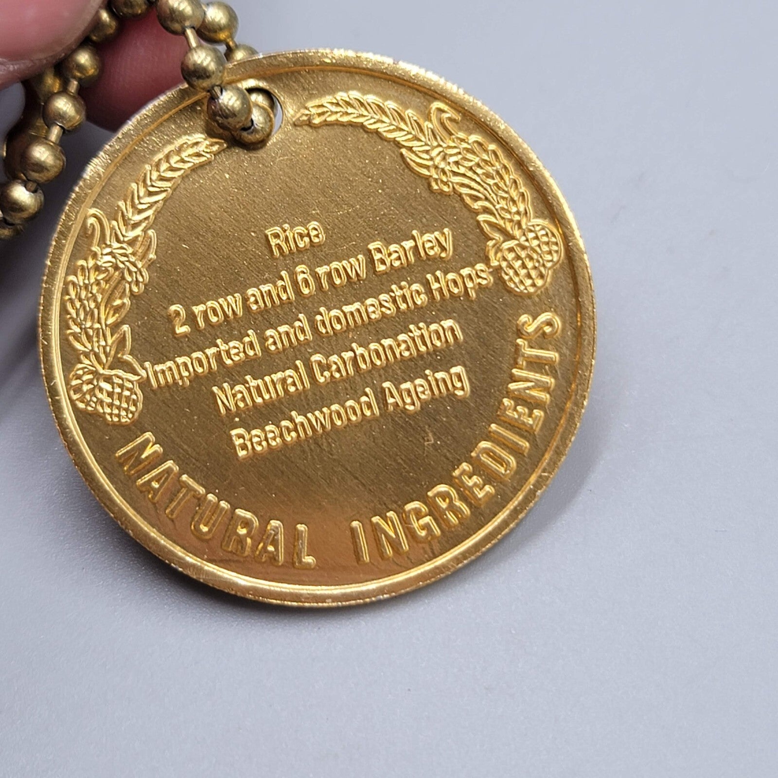 Vintage Keychain Token Budweiser Quality Brewing Natural Ingredients 1.5"