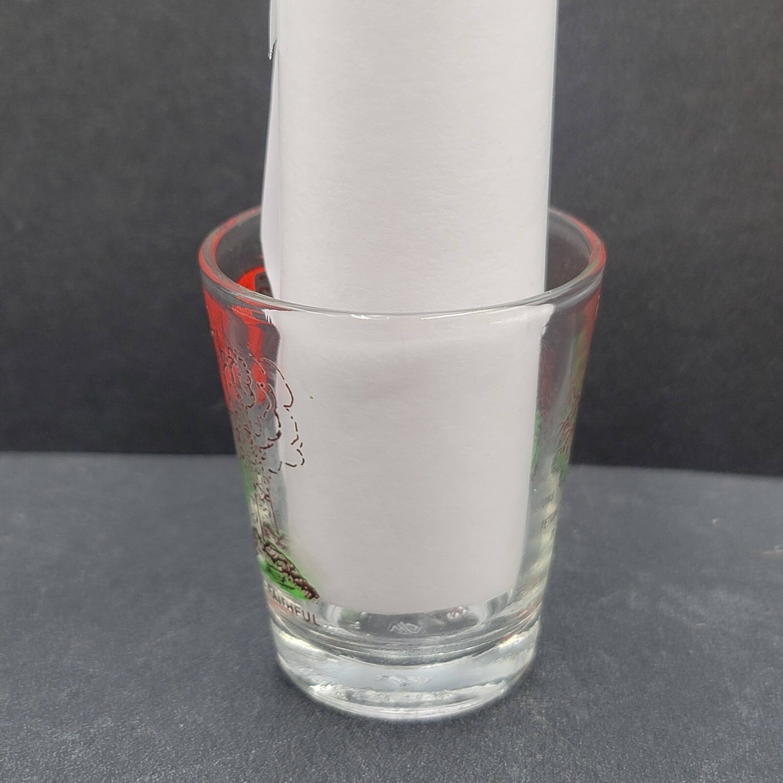 Vintage Wyoming Enamel Embossed Shot Glass USA Souvenir