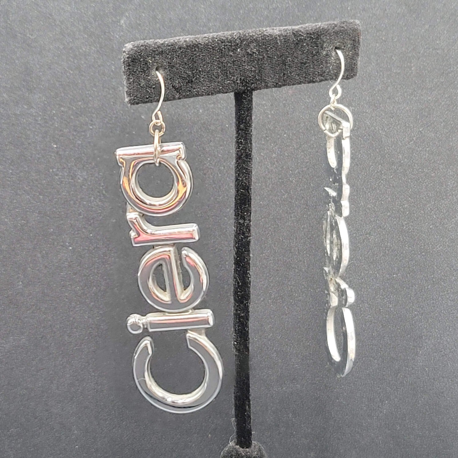 CIERA Pierced Earrings Silver tone Dangle  2.75" Oldsmobile Emblem
