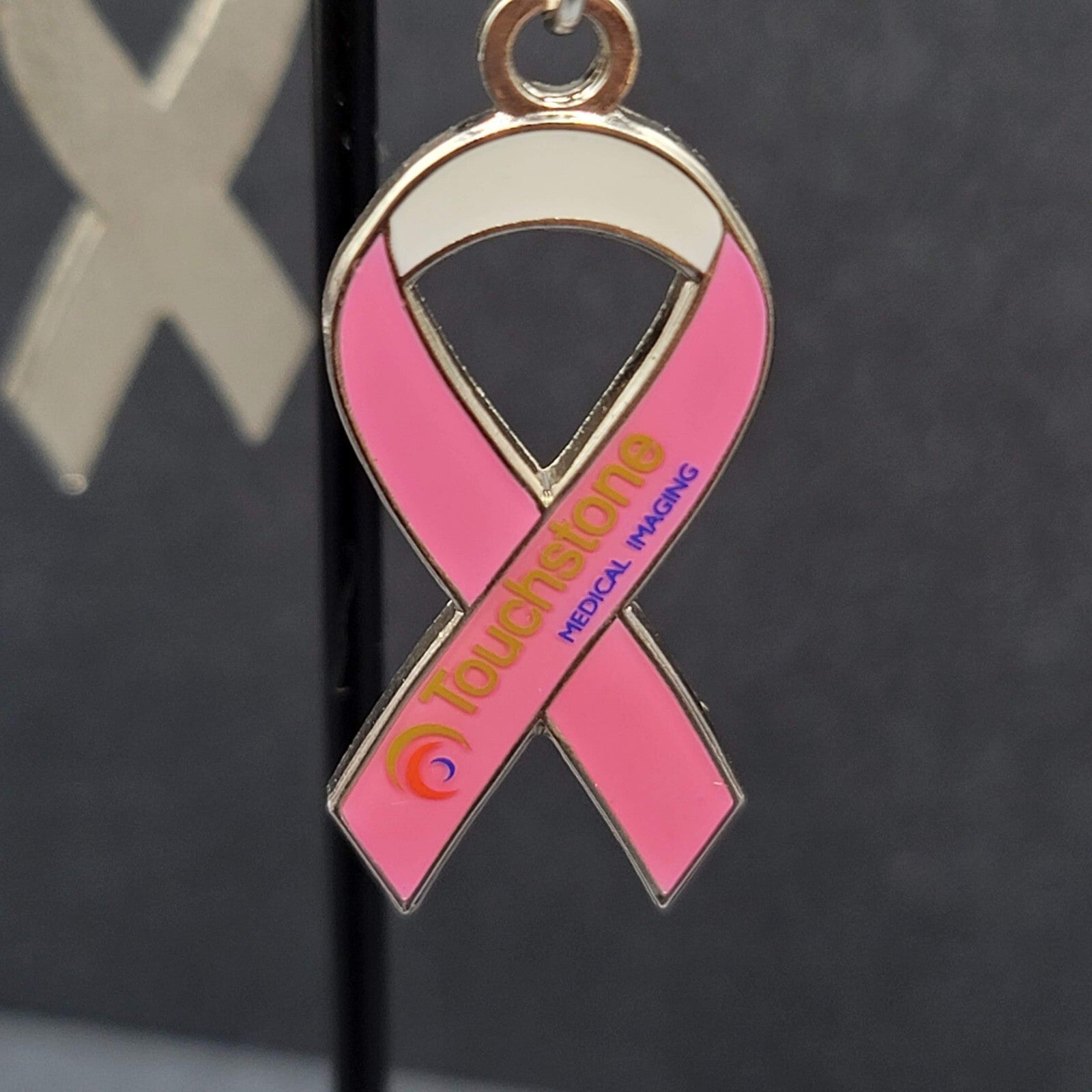 Pierced Earrings Touchstone Medical Imaging Breast Cancer Awareness Ribbon 1.5"