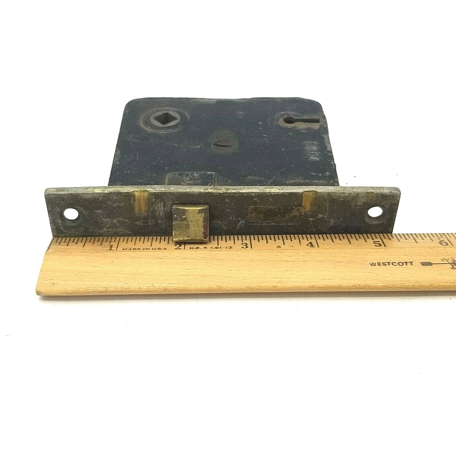 Vintage Cast Iron Door Mortise Lock Salvage Hardware Skeleton Key hole  B152