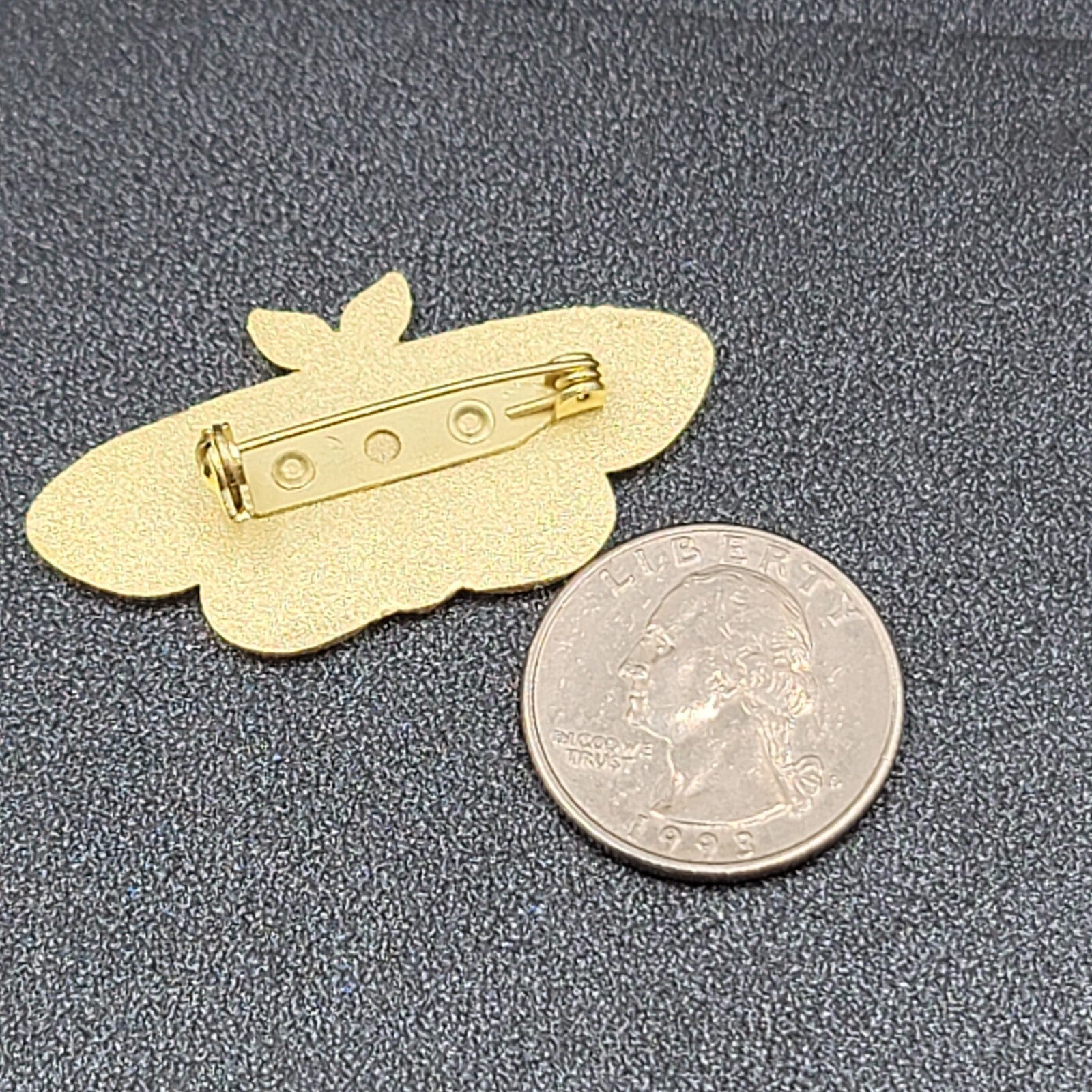 Moth Tulips Yellow Pink Black Enamel Lapel Hat Pin 1.75"
