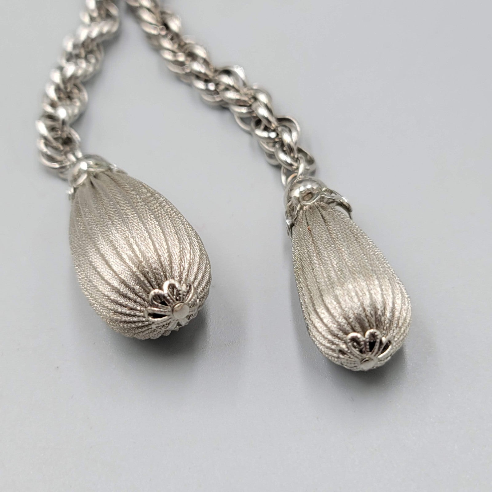 Vintage Twist Chain Lariat Necklace Statement Silver tone 28 in