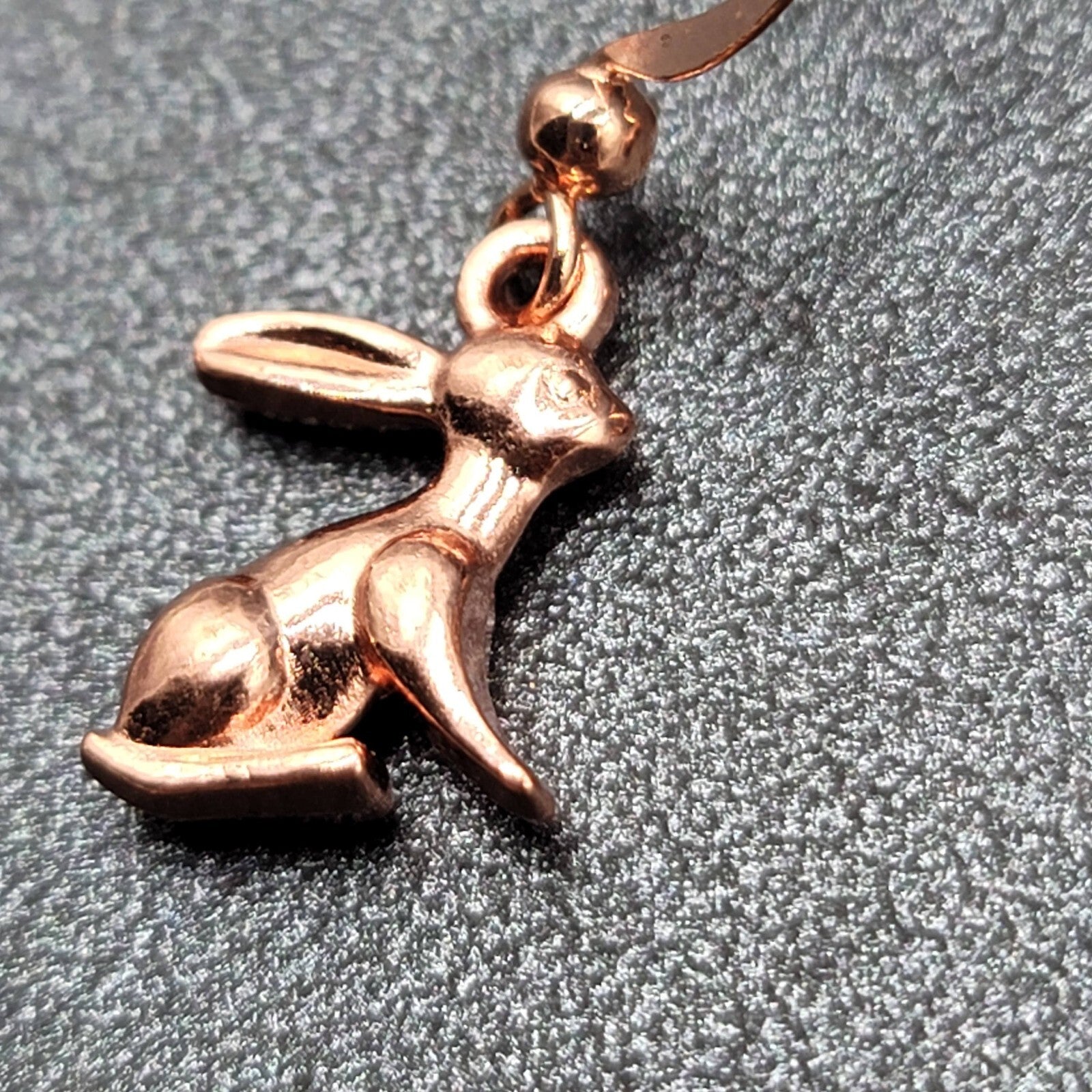 New Bunny Rabbit Pierced Earrings Rose Gold tone Dangle 5/8"
