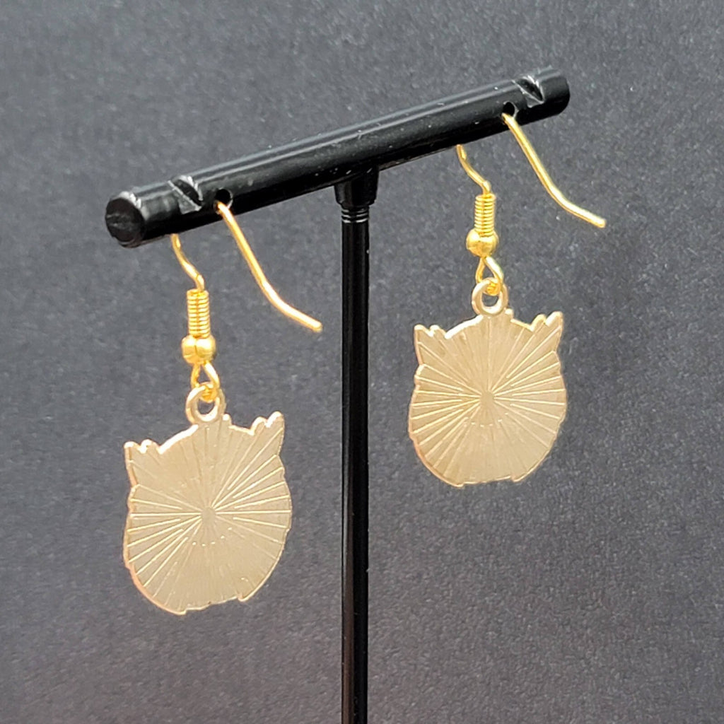 Bat Pierced Earrings Gold tone Enamel Halloween Dangle 7/8"