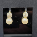 Pierced Earrings Imitation Pearl Crystal Rhinestone Drop 3/4"