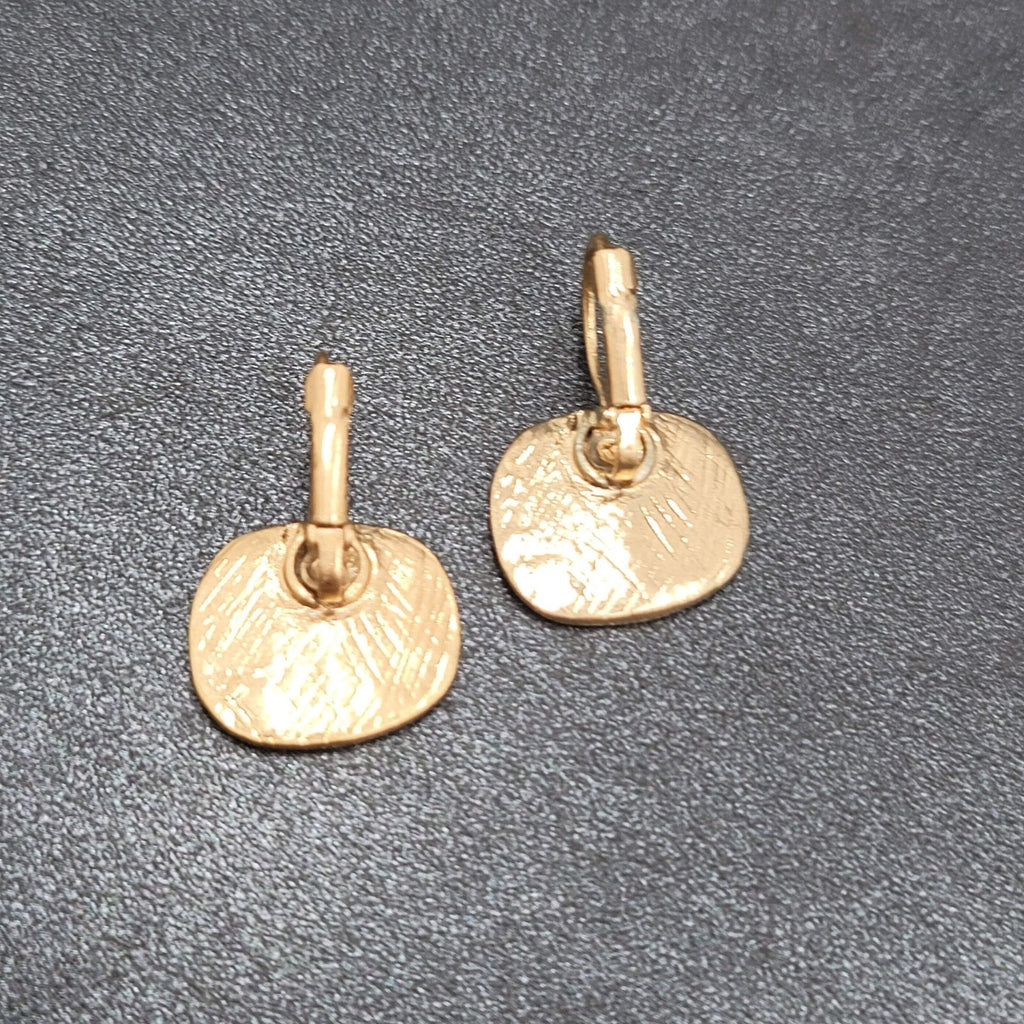 Pierced Earrings Gold tone Cross Hatch Dangle 5/8"