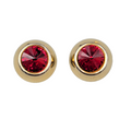 Vintage Red Rivoli Clip on Earrings Gold tone Round Statement 1 in