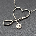 Natalie Nurse Heart Stethoscope Pendant Necklace Silver tone 16"-19"