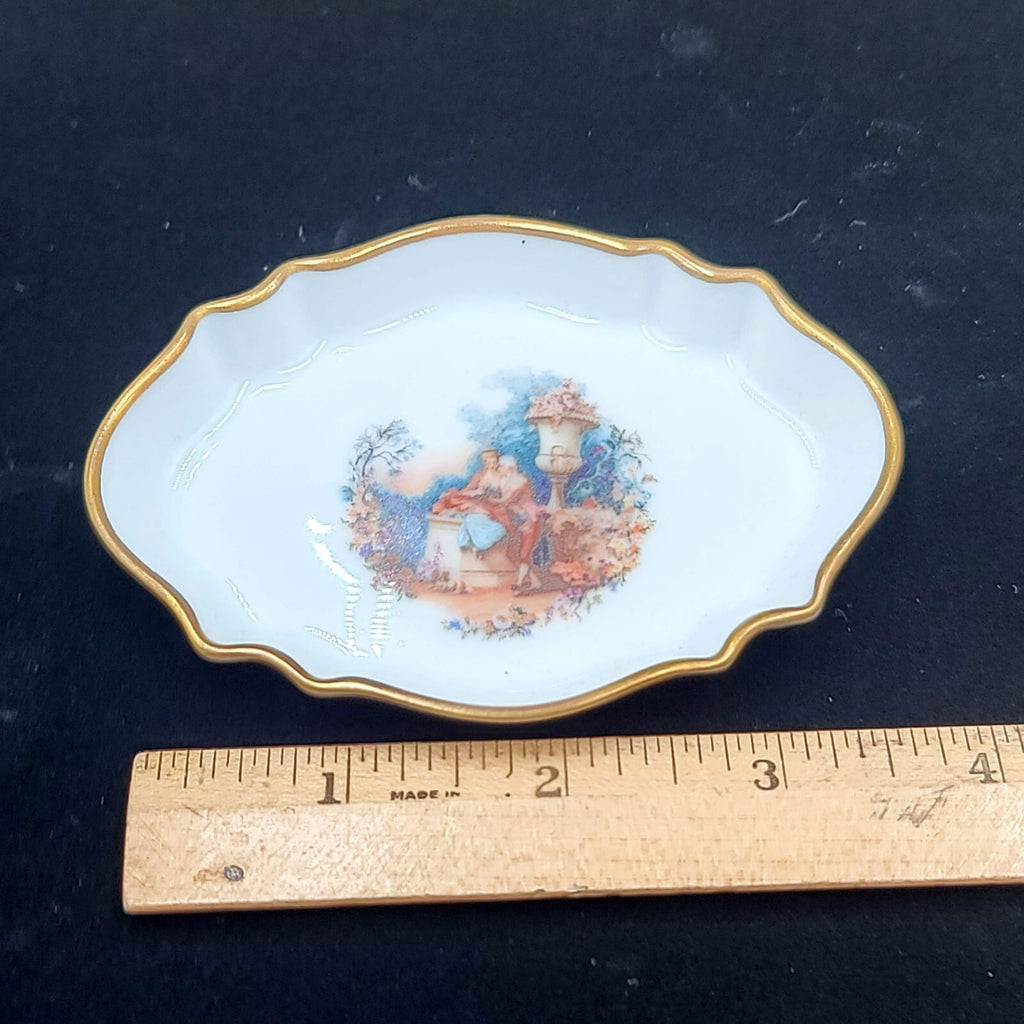 Trinket Pin Tray Giraud Limoges France Victorian Couple Hand painted Signed