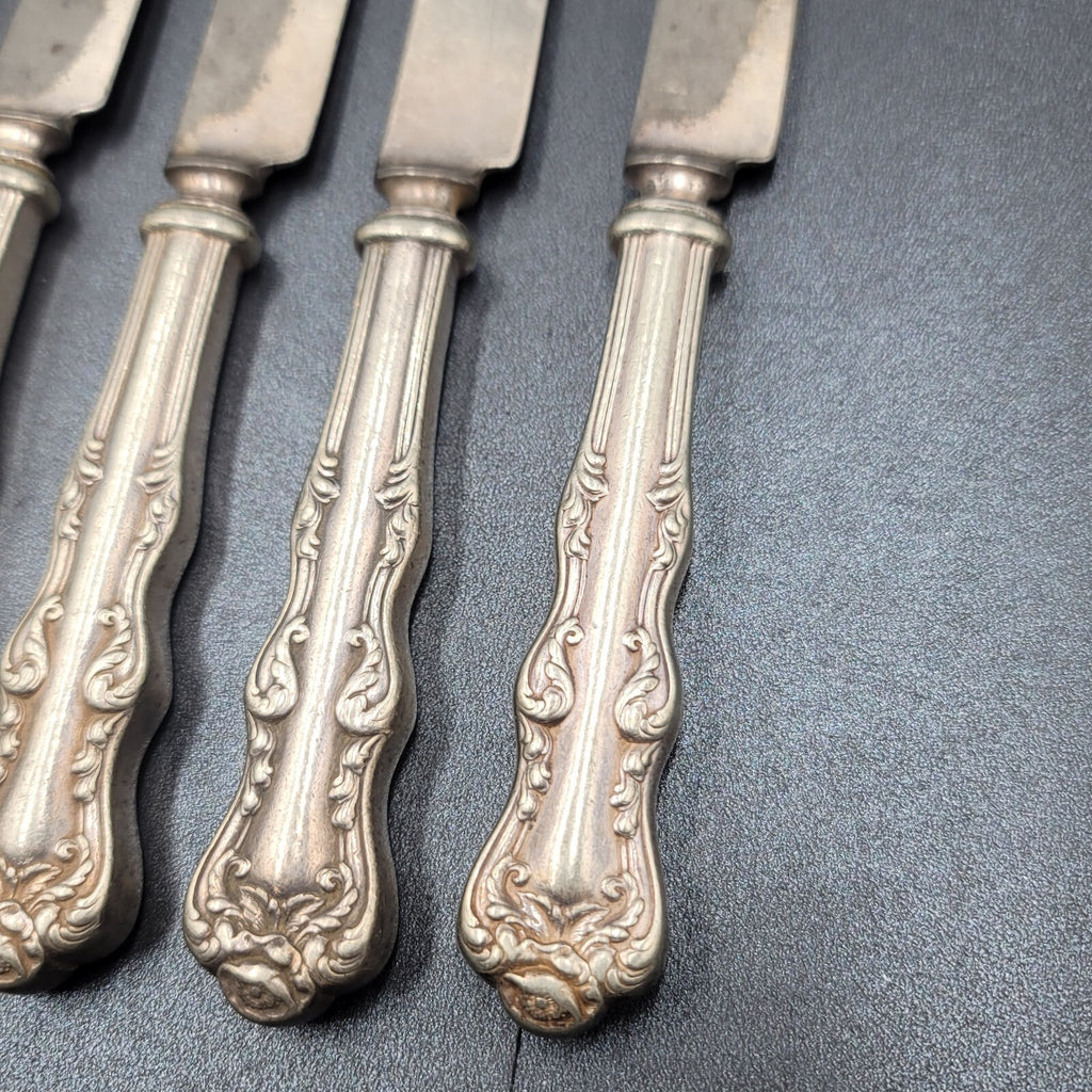 6 Antique Holmes Edwards Dinner Knives Flower 1 Serving Spoon