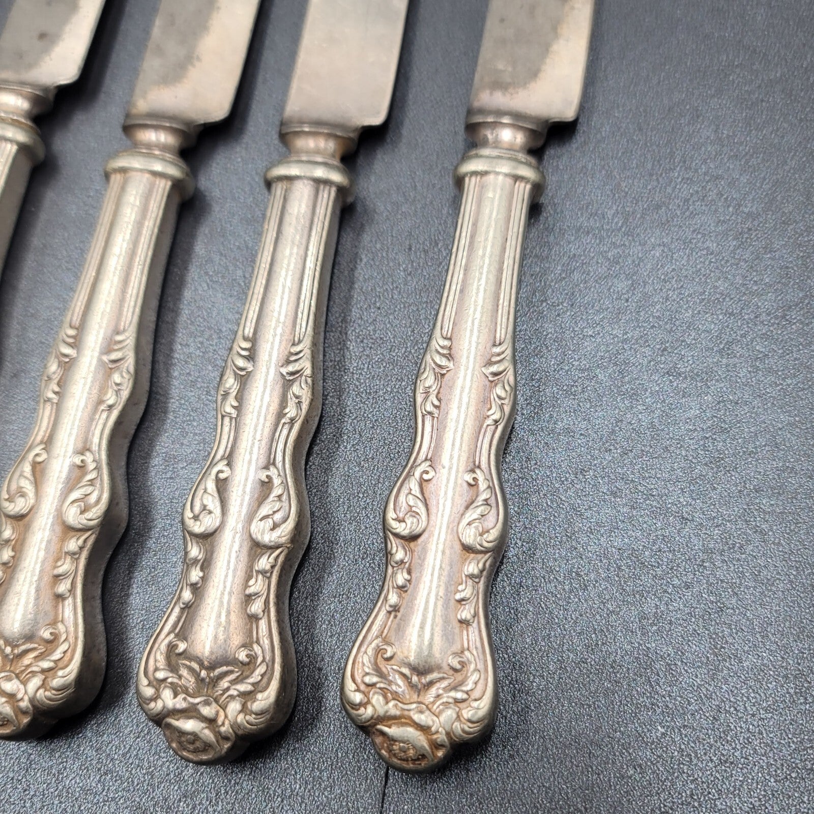 6 Antique Holmes Edwards Dinner Knives Flower 1 Serving Spoon