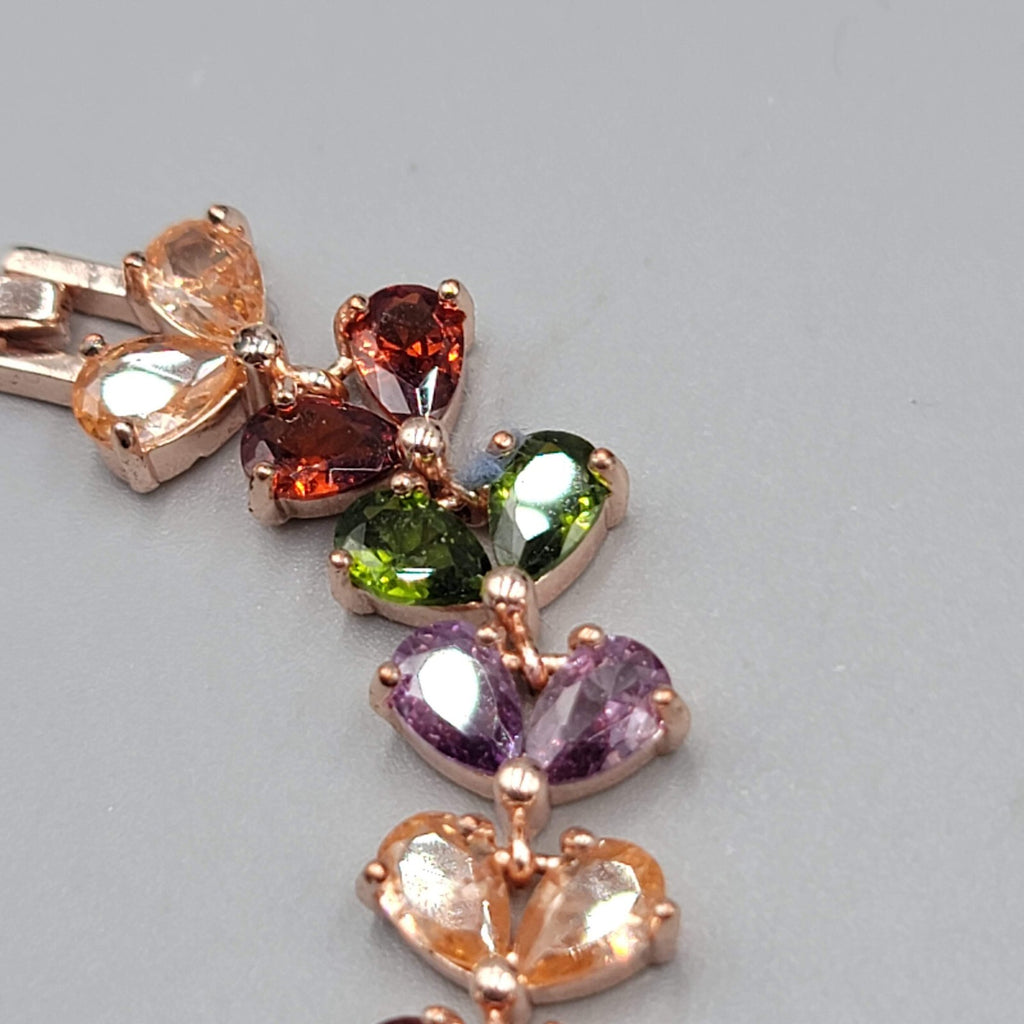 Rose Gold tone Tennis Bracelet Teardrop Shape Crystal 7"