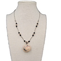 Rosy Mora Mexican Hand Painted Pottery Pendant Necklace 16" Sterling Silver