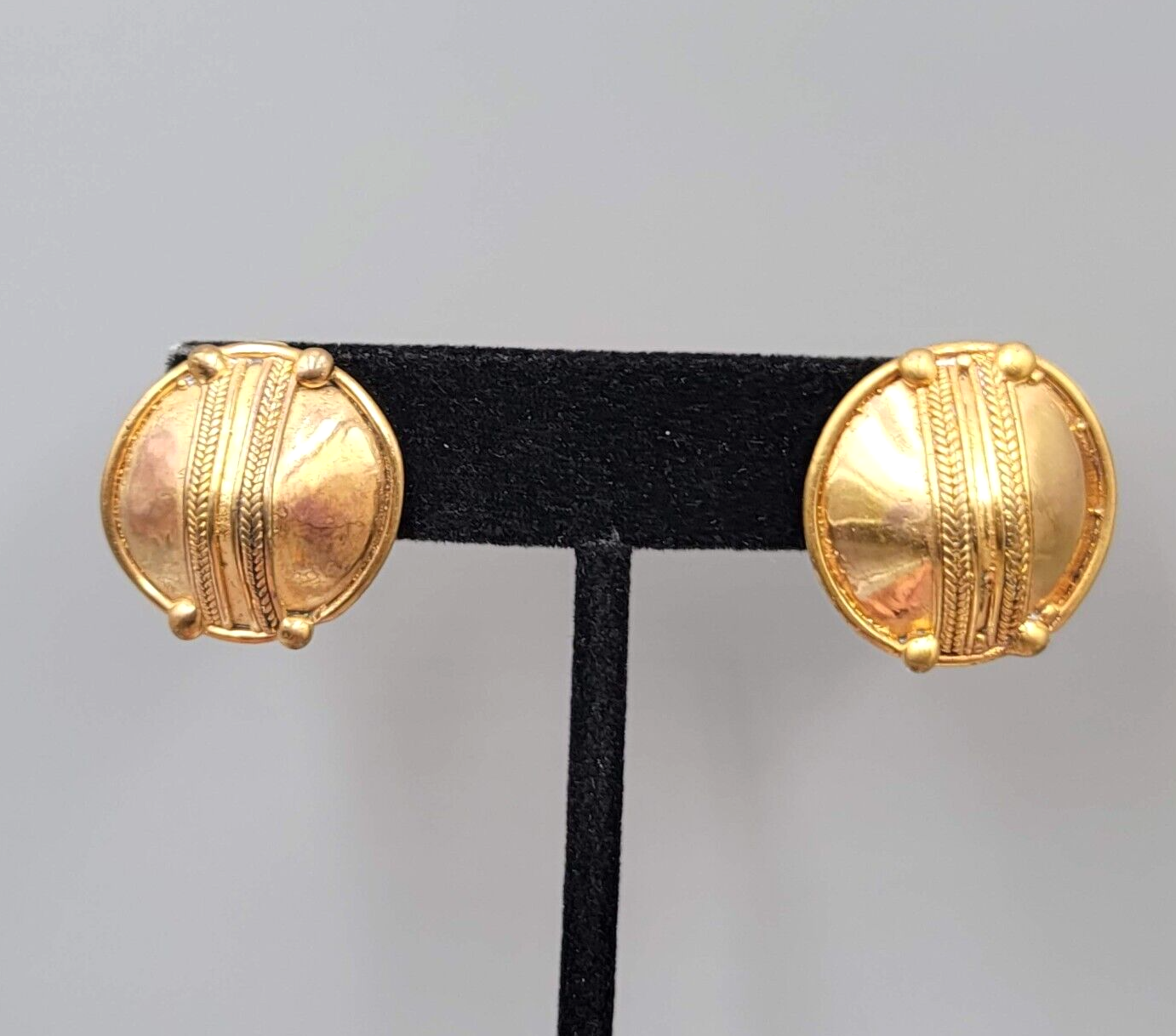 Pierced Earrings Handmade Gold Plated Ethnic Style Drop 7/8"