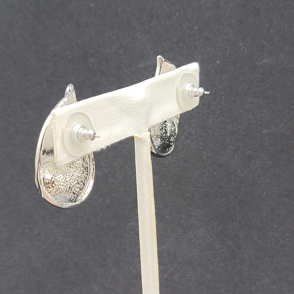Pierced Earrings Polished Silver Plated Statement  Swirl 1.25"