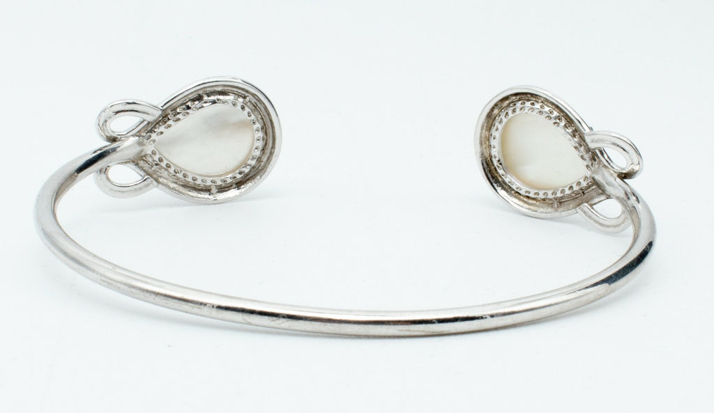 Silver tone Cuff Faceted Mother of Pearl Bracelet Costume 2 3/8" x 1 3/4" NWOT