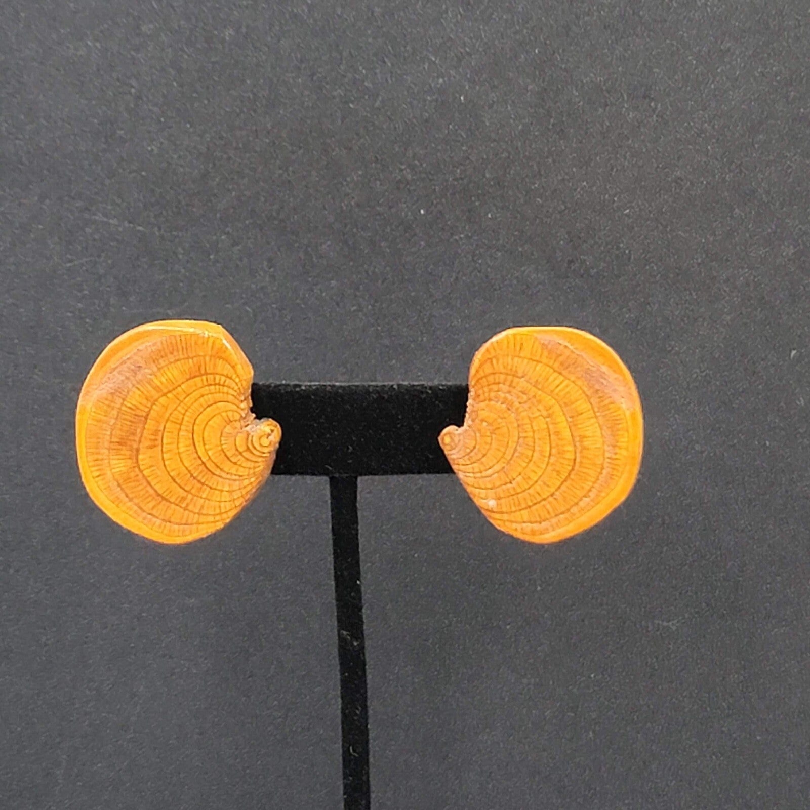 Vintage Clip on Earrings Real Wood Statement Drop 1.25"